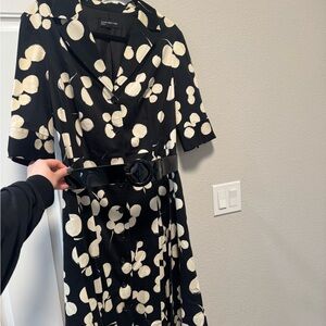 Jones New York Black and White Patterned Dress